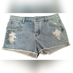 Blackheart Blue Denim High Rise Shorts Women's Size 13 Goth Punk Emo